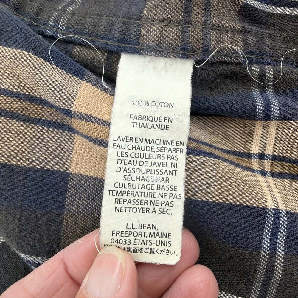 LL Bean Flannel Lined Canvas Shirt Jacket Mens Large L Olive Green Shacket Vtg - Picture 11 of 13